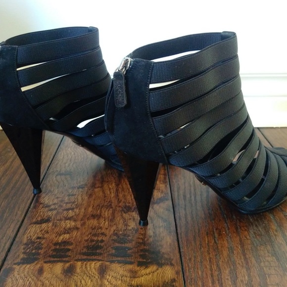 New in Box Gucci Elastic and Suede Isadora Gladiator Booties Sandals Heels 37.5 - Picture 6 of 11